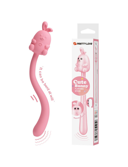 Cute Bunny Flirting Stick - Wibrator silikonowy, 7 funkcji wibracji, stymulator, magnetyczne ładowanie USB
