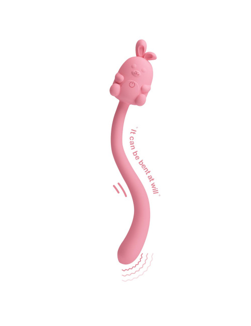 Cute Bunny Flirting Stick - Wibrator silikonowy, 7 funkcji wibracji, stymulator, magnetyczne ładowanie USB