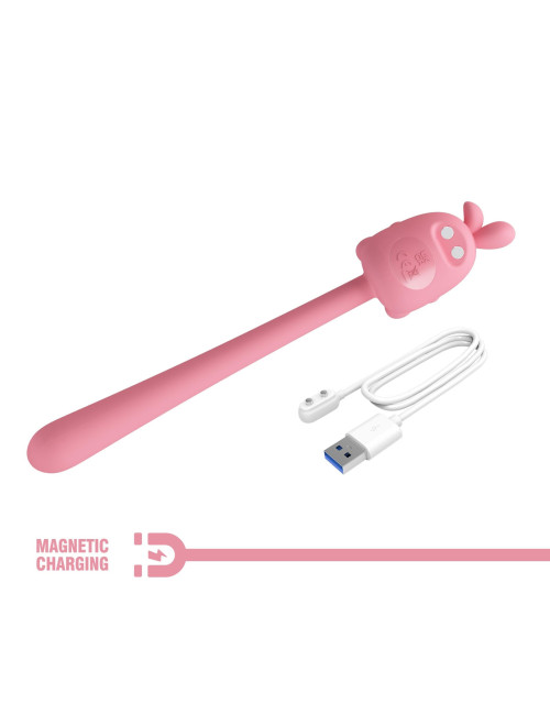 Cute Bunny Flirting Stick - Wibrator silikonowy, 7 funkcji wibracji, stymulator, magnetyczne ładowanie USB