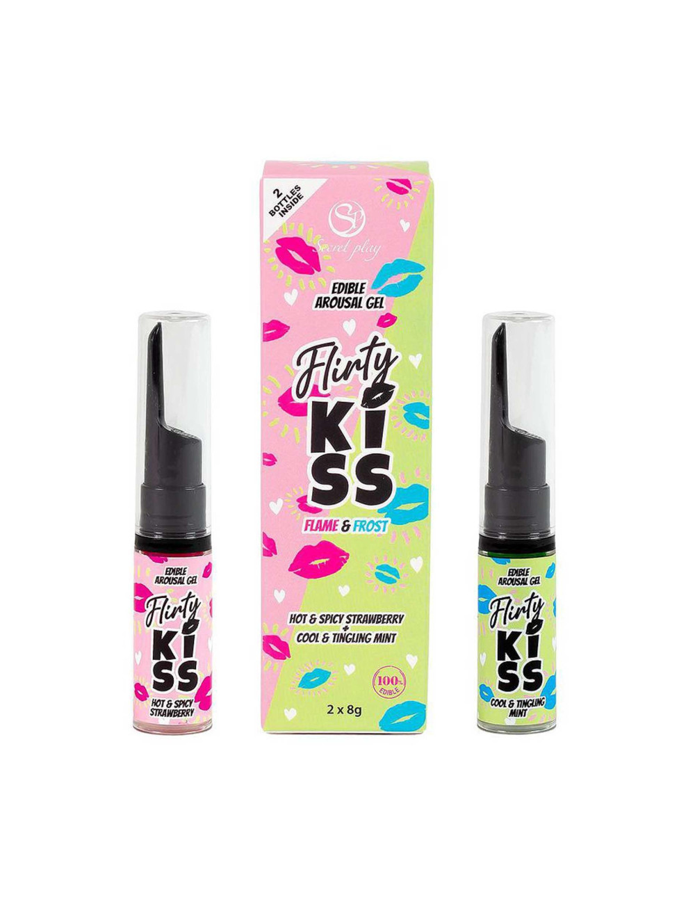 Secret Play Flirty Kiss – Jadalny żel rozgrzewający o smaku truskawki i mięty