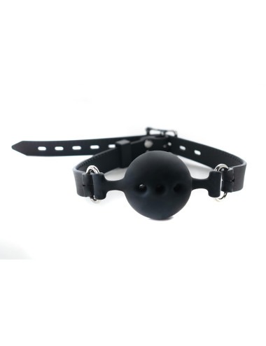 Breathable silicone ball gag with adjustable straps.