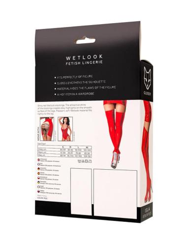 Wetlook Glossy Isla stockings - red L
