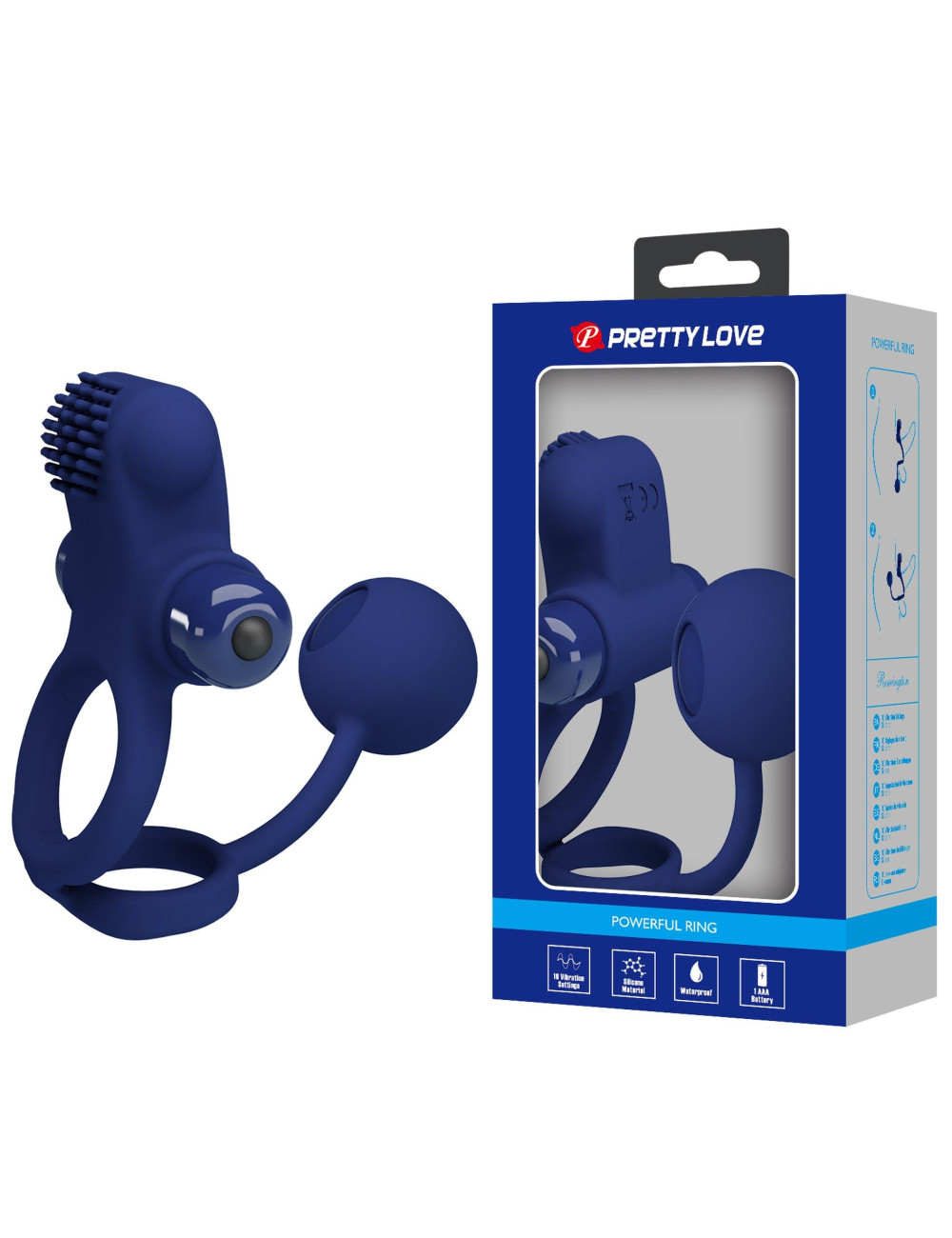 Pretty Love – Powerful Ring: Pierścień erekcyjny z 10 funkcji wibracji, silikonowy