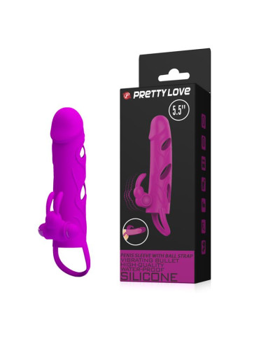 PRETTY LOVE - PENIS SLEEVE WITH BALL STRAP vibration PURPLE