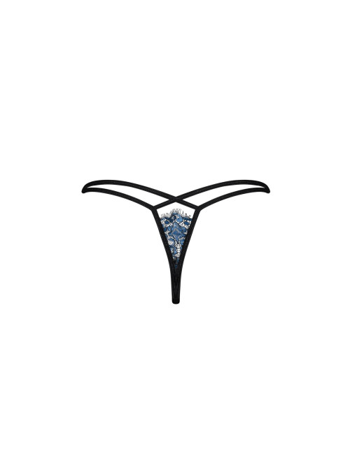 Niebieskie Koronkowe Stringi Otwarte Obsessive Yassmyne L/XL