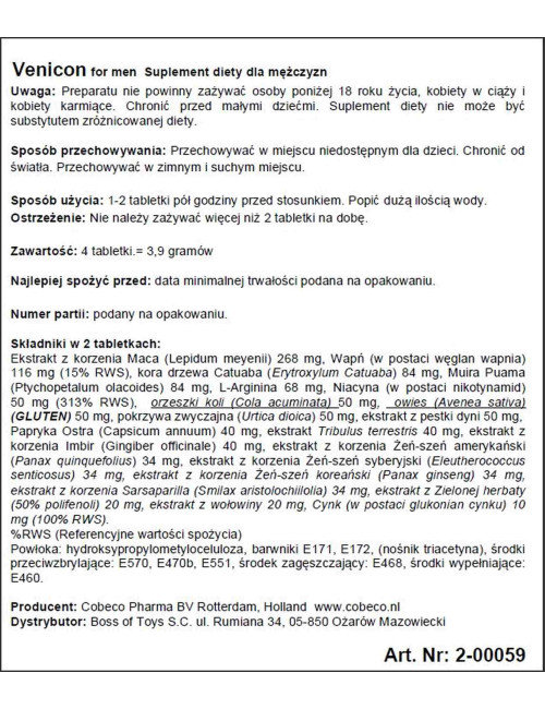 Cobeco Venicon for Men EU - Afrodyzjak na potencję