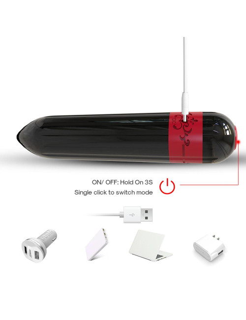 Rocket Black Mini – Wibrator Silikonowy USB, 9 Trybów, Wodoodporny