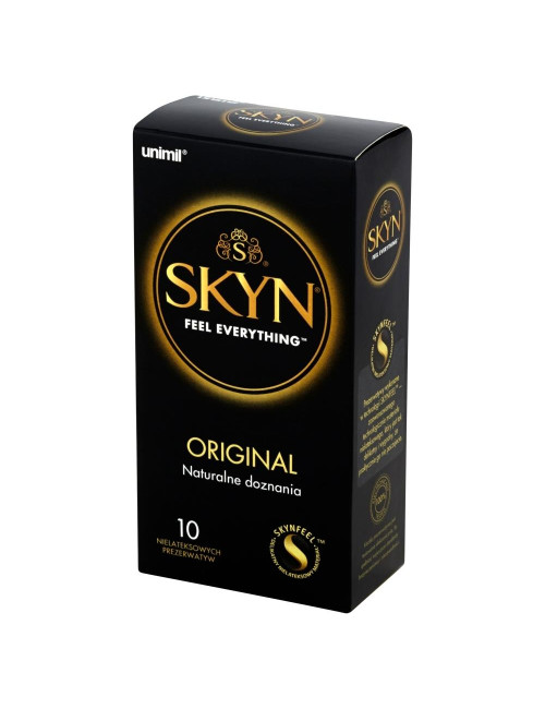 UNIMIL SKYN BOX 10 ORIGINAL - prezerwatywy Skynfeel nielateksowe, afrodyzjaki, zwykłe i smakowe