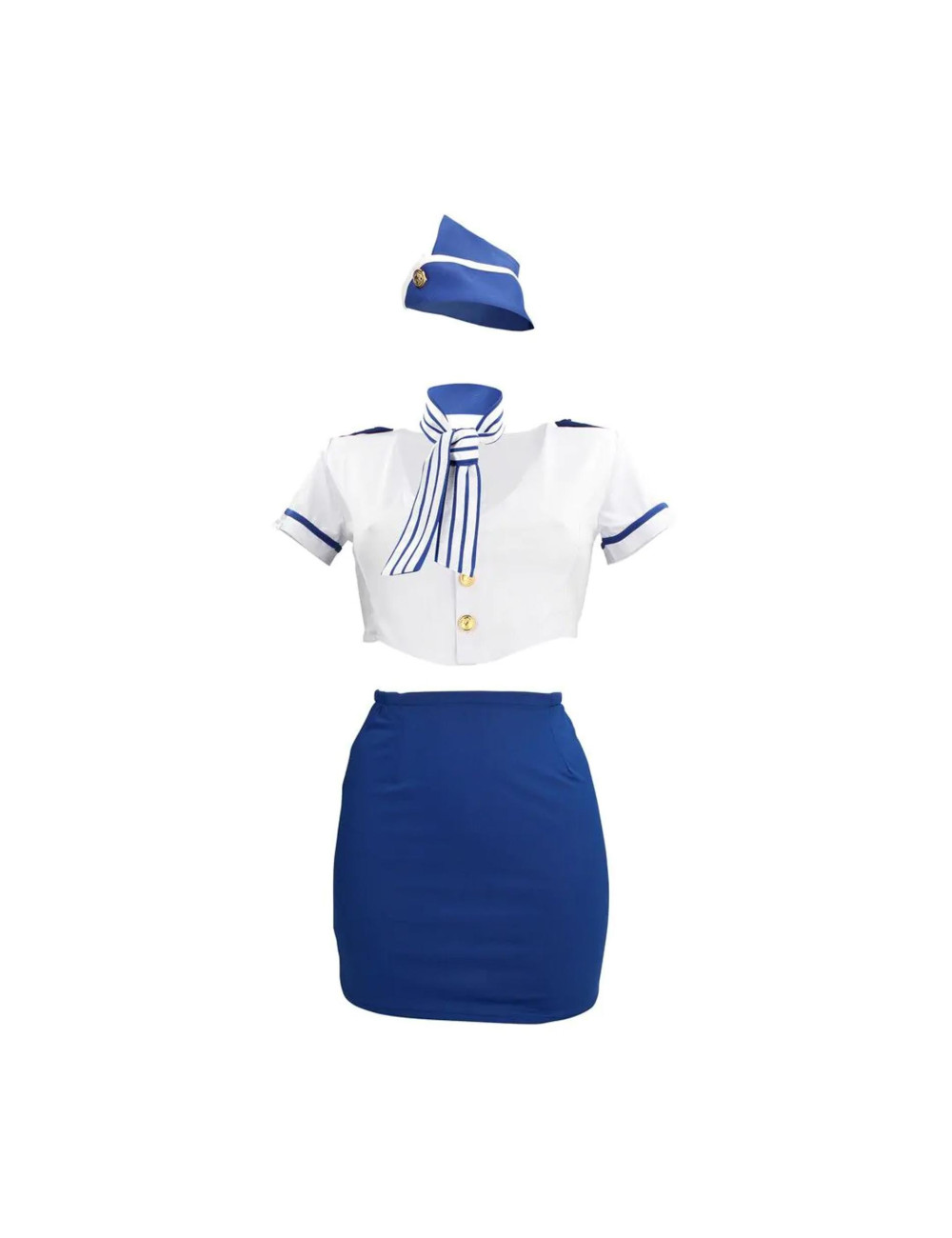 Stewardess Costume - S/M - Blue/White