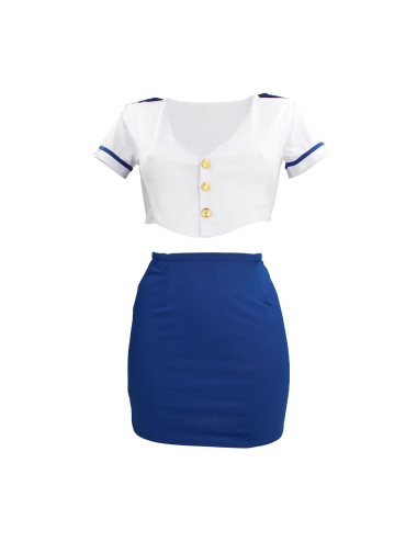 Stewardess Costume - S/M - Blue/White