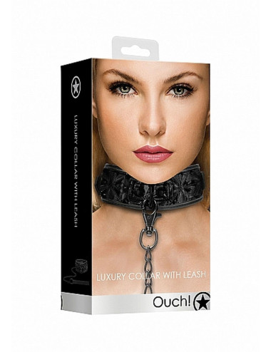 Luxury Collar with Leash - Black