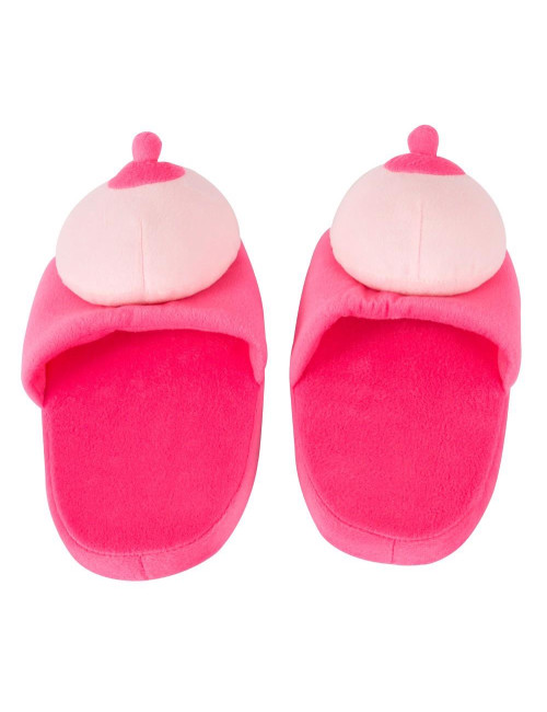Slipper Biust Pink – Śmieszne pluszowe pantofle z biustem (roz. 42-45) – Zabawki domowe