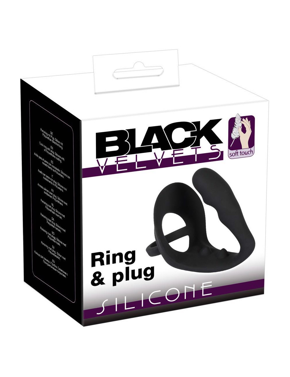 Pierścień erekcyjny silikon bez wibracji z zatyczką analną - Black Velvets Ring & Plug