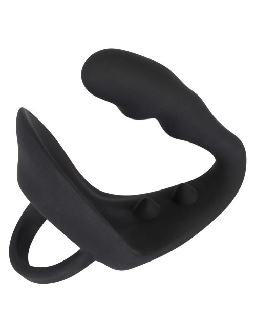 Pierścień erekcyjny silikon bez wibracji z zatyczką analną - Black Velvets Ring & Plug