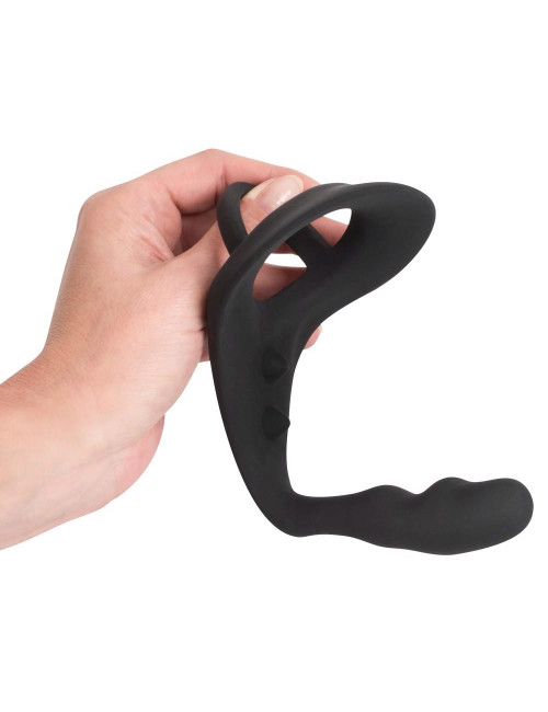 Pierścień erekcyjny silikon bez wibracji z zatyczką analną - Black Velvets Ring & Plug