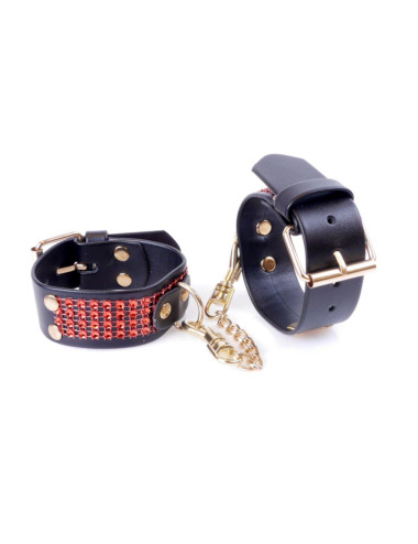 Fetish B - Series Handcuffs with cristals 3 cm Red Line