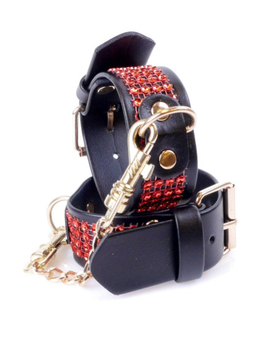 Fetish B - Series Handcuffs with cristals 3 cm Red Line