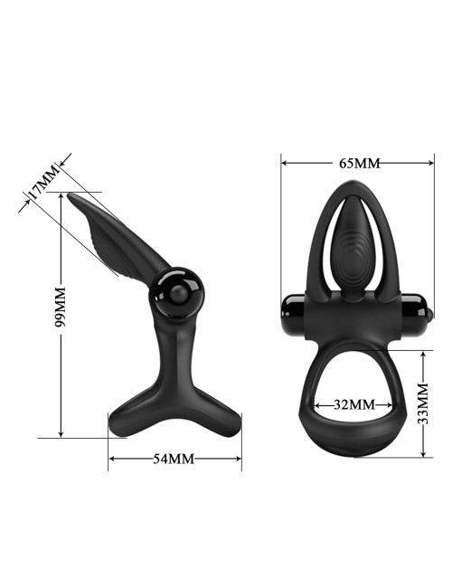PRETTY LOVE - VIBRATION COCK RING Black, 10 vibration functions