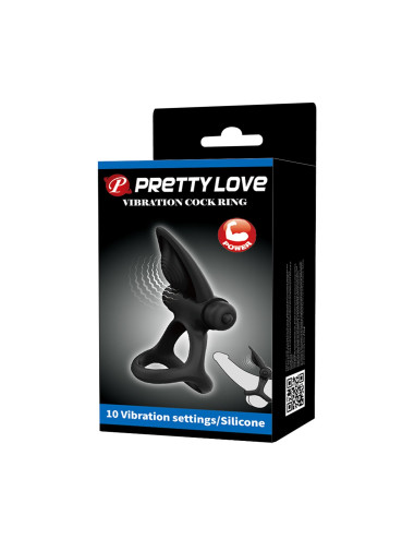 PRETTY LOVE - VIBRATION COCK RING Black, 10 vibration functions