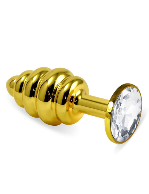 Gold Spiral Plug Clear – Złoty korek anal, plug anal, plugi, zabawki erotyczne