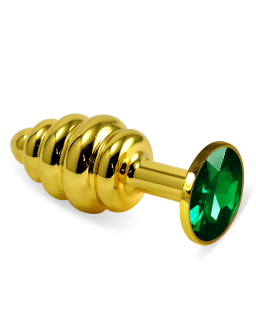 Złoty Spiralny Plug Analny Green - Gold Spiral Plug Green