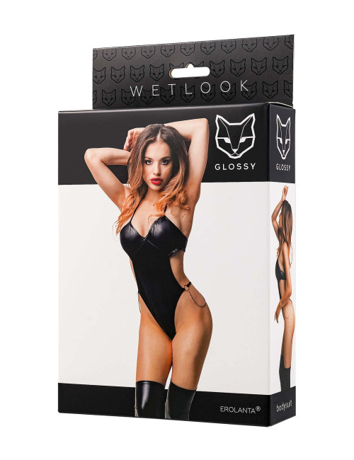 Glossy Reina Bodysuit Wetlook Czarny S