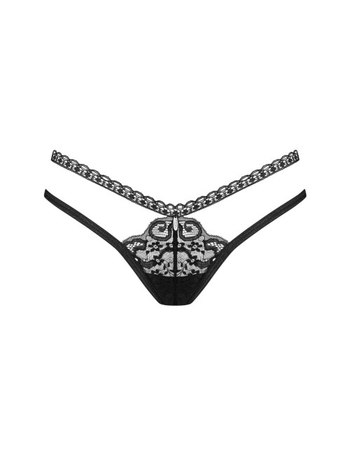 Obsessive Blomentis Czarne Otwarte Stringi M/L