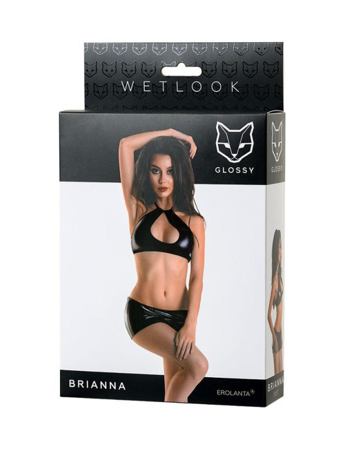 Glossy Brianna Wetlook Kompletu Bielizny Czarny M