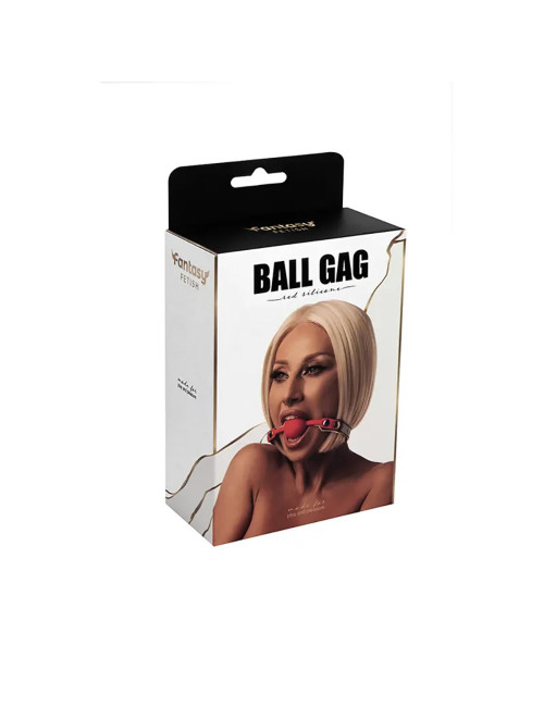 Red silicone ball gag with adjustable straps