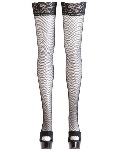 Cottelli Legwear Czarne Pończochy Hold-up w Siateczkę