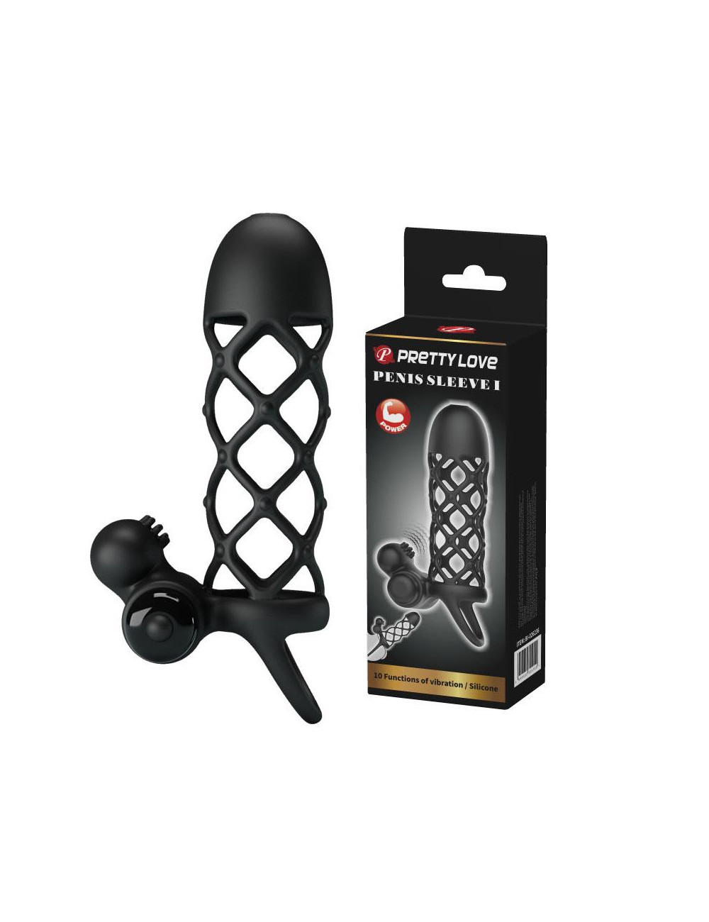 PRETTY LOVE Penis Sleeve I - Nakładka na penisa z 10 funkcjami wibracji | Zabawki erotyczne | Przedłużka