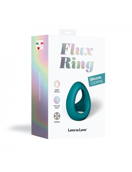 Flux Ring Teal Me - Pierścień na penisa bez wibracji silikonowy, podwójny