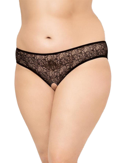 SoftLine Majtki koronkowe Plus Size XL Black - Bielizna damska