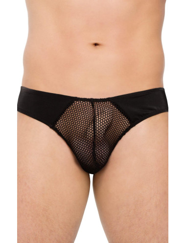 SoftLine Mens Thong 4514 Black XL - Męskie stringi z koronką