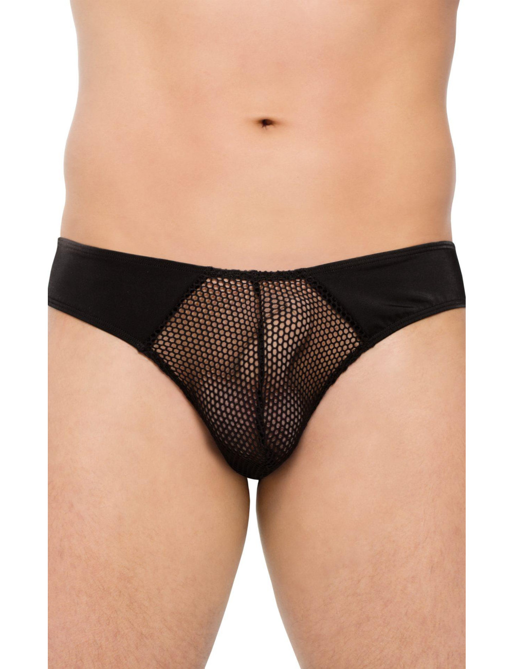 Męskie Stringi SoftLine 4514 Czarne M/L z Cienkiej Siateczki