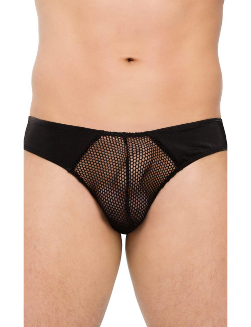Męskie Stringi SoftLine 4514 Czarne M/L z Cienkiej Siateczki
