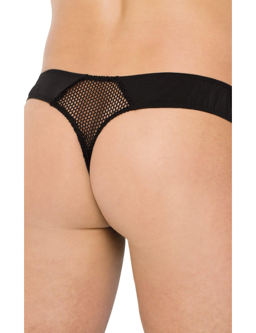 Męskie Stringi SoftLine 4514 Czarne M/L z Cienkiej Siateczki