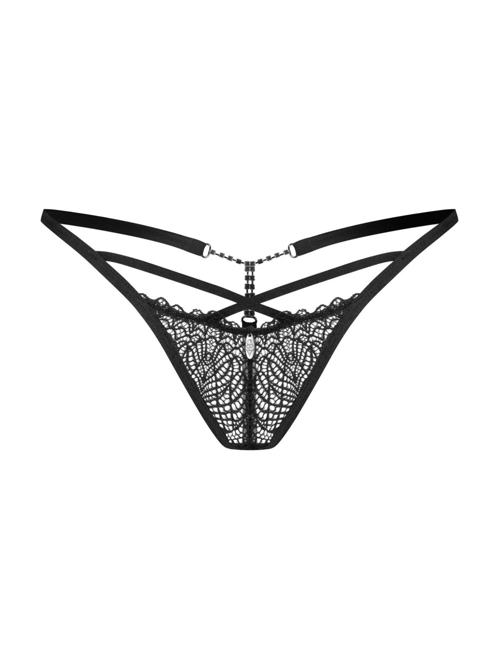 Obsessive Iliosa Otwarte Stringi Czarne 2XL/3XL