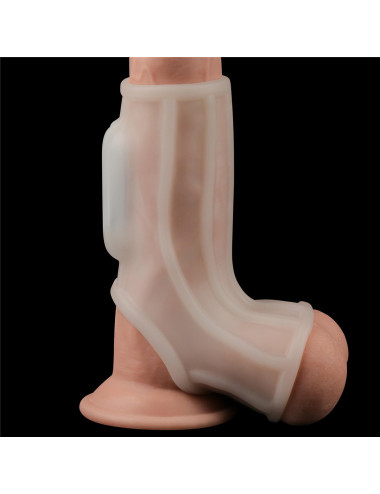 Vibrating Ridge Knights Ring with Scrotum Sleeve