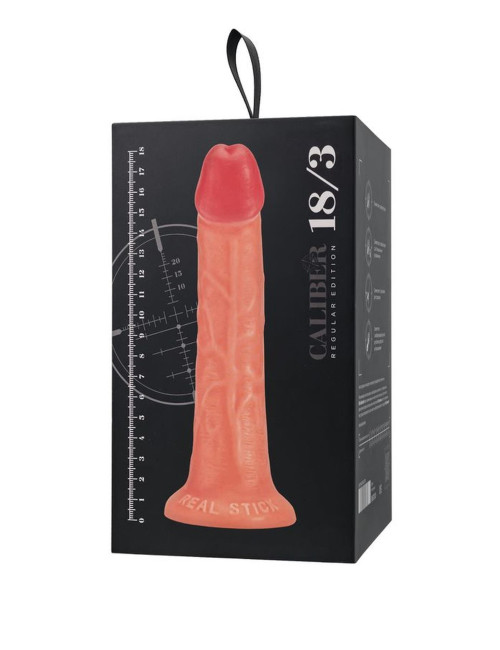 RealStick CALIBER 18/3 - realistyczne dildo z przyssawką, 18 cm, 3 cm | Zabawki / Wibratory / Realistyczne