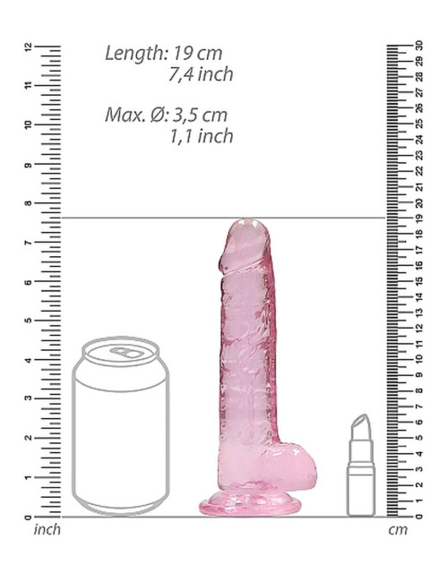 RealRock Różowy Realistyczny Dildo Żelowe z Jądrami i Przyssawką 19 cm