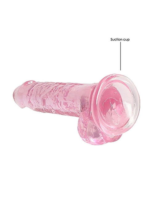 RealRock Różowy Realistyczny Dildo Żelowe z Jądrami i Przyssawką 19 cm