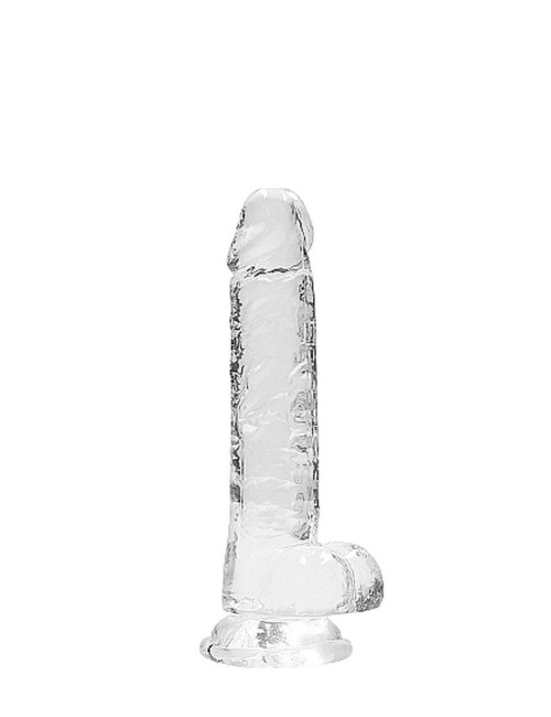 RealRock Przezroczyste Realistyczne Dildo Żelowe z Jądrami i Przyssawką 15 cm