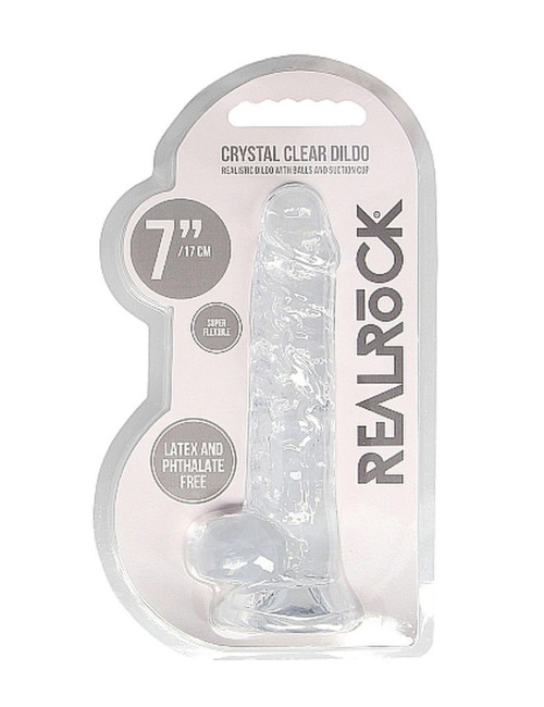 RealRock Przezroczyste Realistyczne Dildo Żelowe z Jądrami i Przyssawką 15 cm