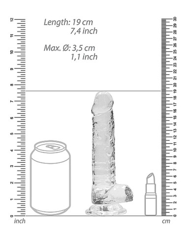 7 / 18 cm Realistic Dildo With Balls - Transparent