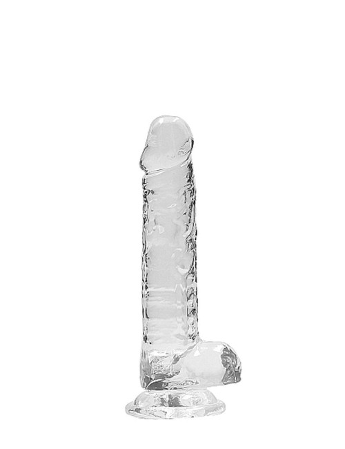 RealRock Przezroczyste Realistyczne Dildo Żelowe z Jądrami i Przyssawką 15 cm