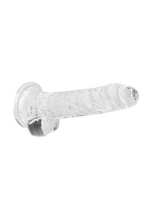 RealRock Przezroczyste Realistyczne Dildo Żelowe z Jądrami i Przyssawką 15 cm