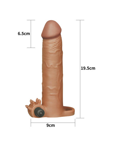 Add 3" Pleasure X Tender Vibrating Penis Sleeve Brown