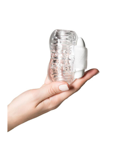 Lingam Khani, Vibrating Masturbator, TPE, Transparent, 9 cm