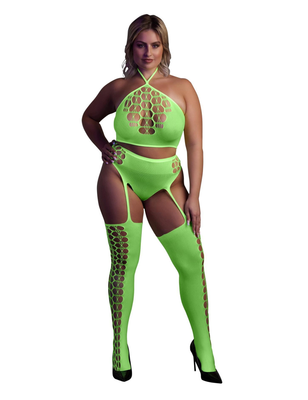 Two Piece with Crop Top and Stockings  XL/XXXXL